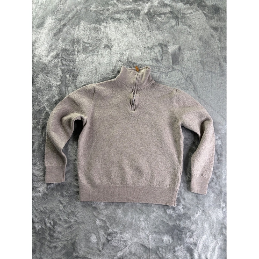 Collars & Co. Men's Sweater L fits XS Leather Pull Australian Merino Wool